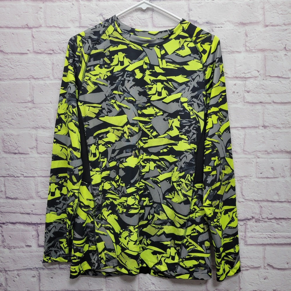 Russell Dri-Power 360 Athletic Shirt Size L Underlayer‎ Neon Yellow Abstract